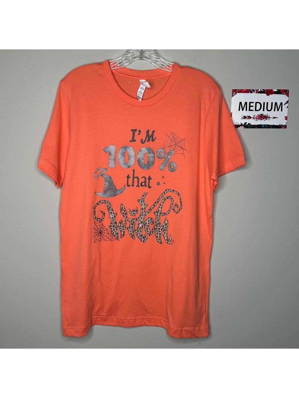 100% That Witch Medium peach orange tee shirt